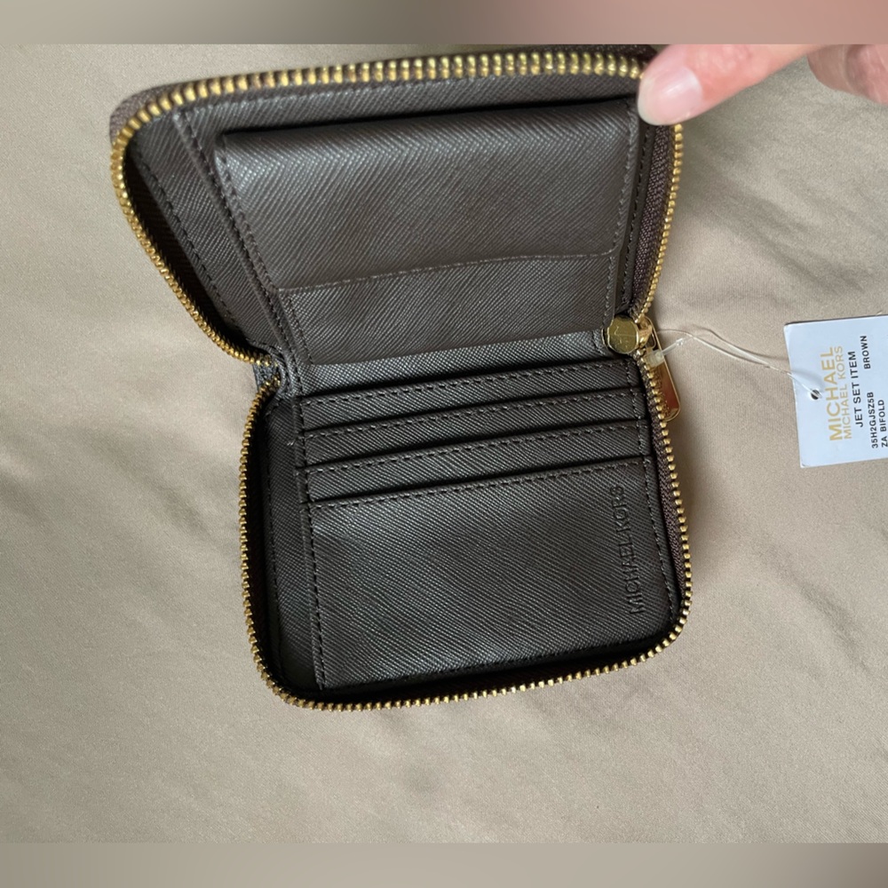 MICHAEL Michael Kors Brown Logo Zip Wallet - Picture 3 of 4